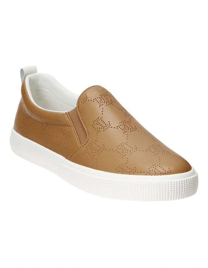 Haddley Logo Leather Slip-On Sneaker in Tan