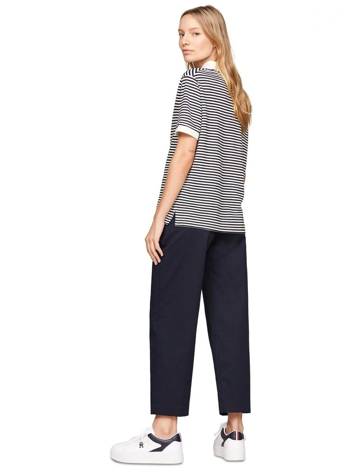 Open Placket Relaxed Polo in White