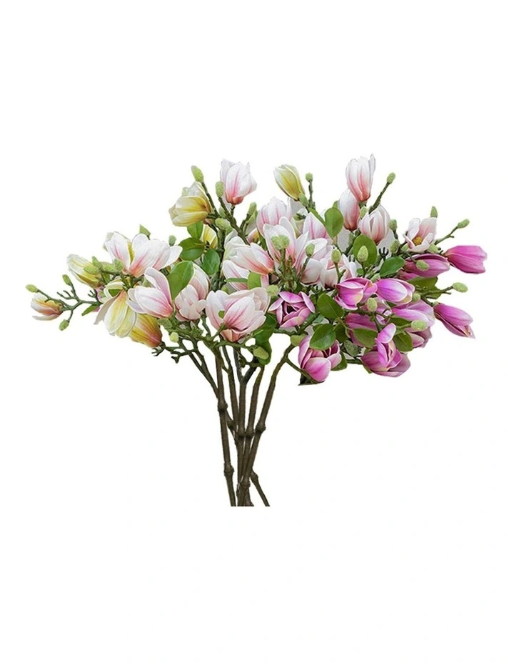 6 Bunch Artificial Silk Magnolia denudata 4 Heads Flower in Assorted