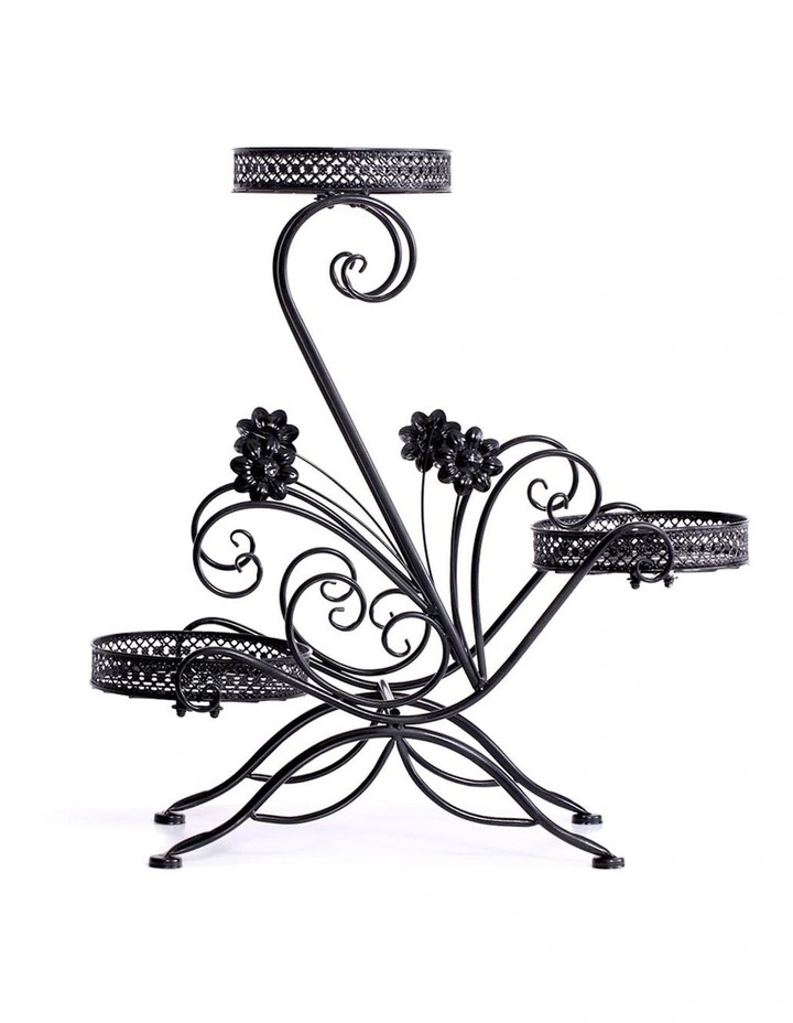 Outdoor Indoor Metal Flower Pots Plant Stand in Black
