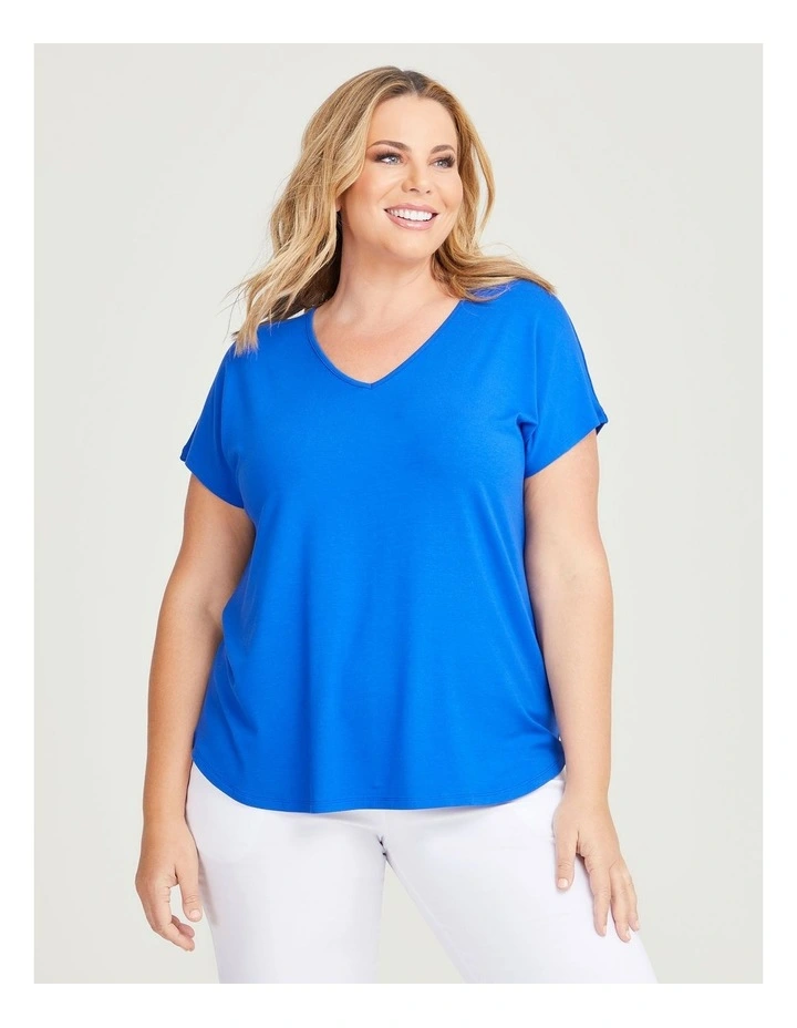 Natural Everyday V-Neck Top in Coastal Blue