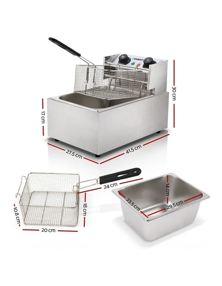 Electric Commercial Deep Fryer Single Basket 2200W 10L