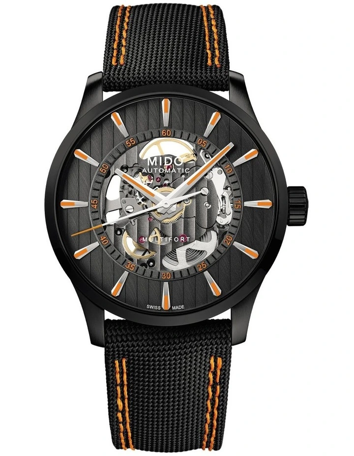 Multifort Skeleton Vertigo M0384363705100 Swiss Watch In Black