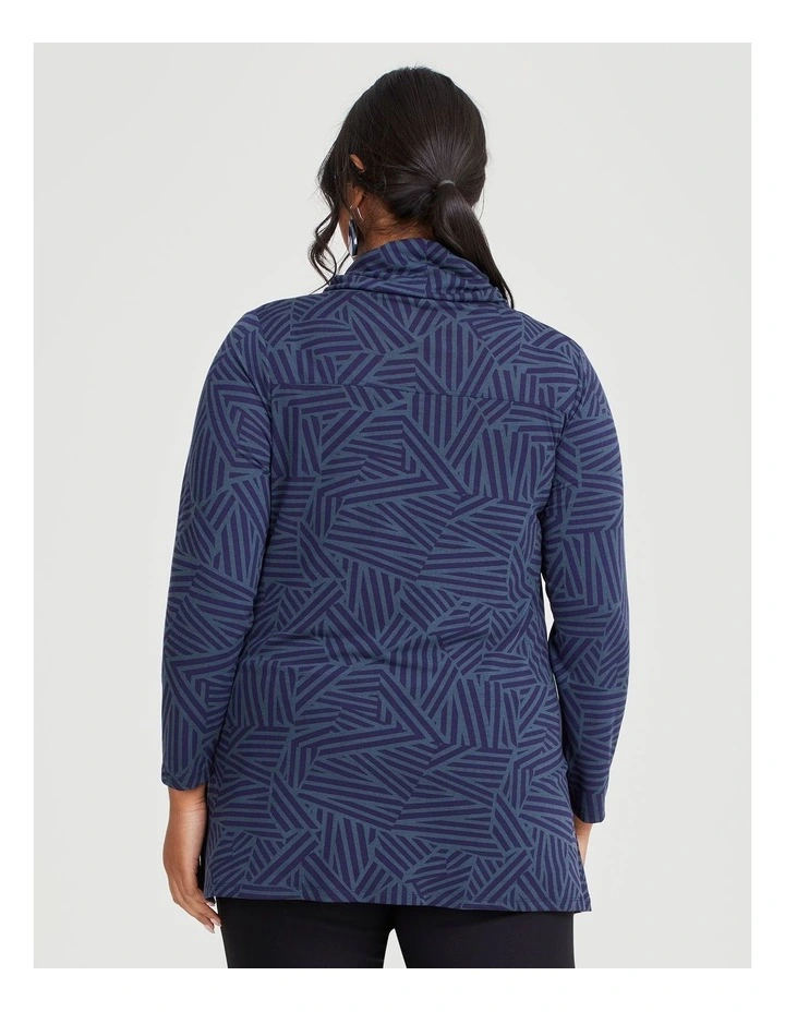 Natural Abstract Stripe Top in Print