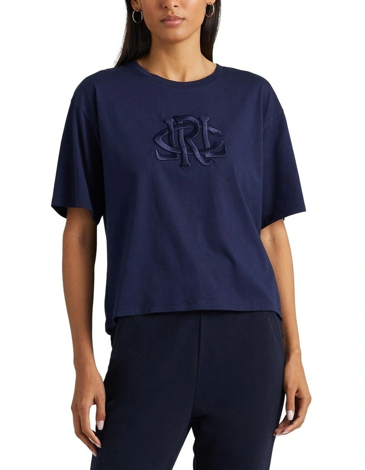 Logo Jersey Oversize Tee in Navy