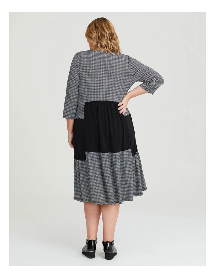 Mini Check Tier Dress in Black/White