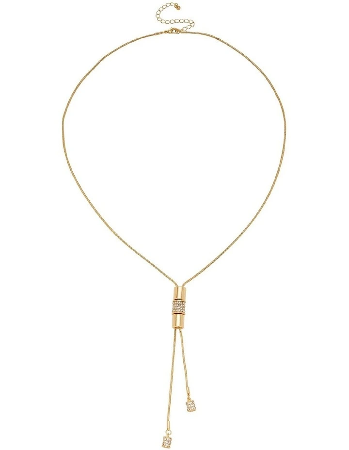 Satellite Pave Lariat Neckless in Gold