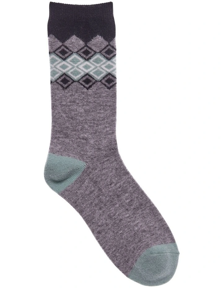 Winter Warm Multi Geo Crew Sock in Grey