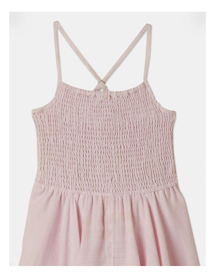 Textured Hanky Hem Dress in Pink