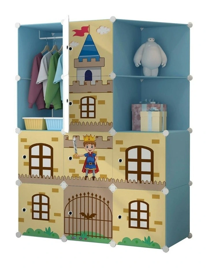 10 Cubes Castle Print Portable Wardrobe in Blue
