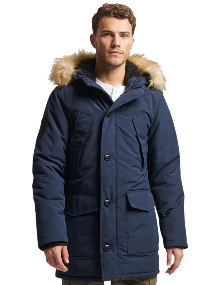 Everest Faux Fur Hooded Parka in Nordic Chrome Navy