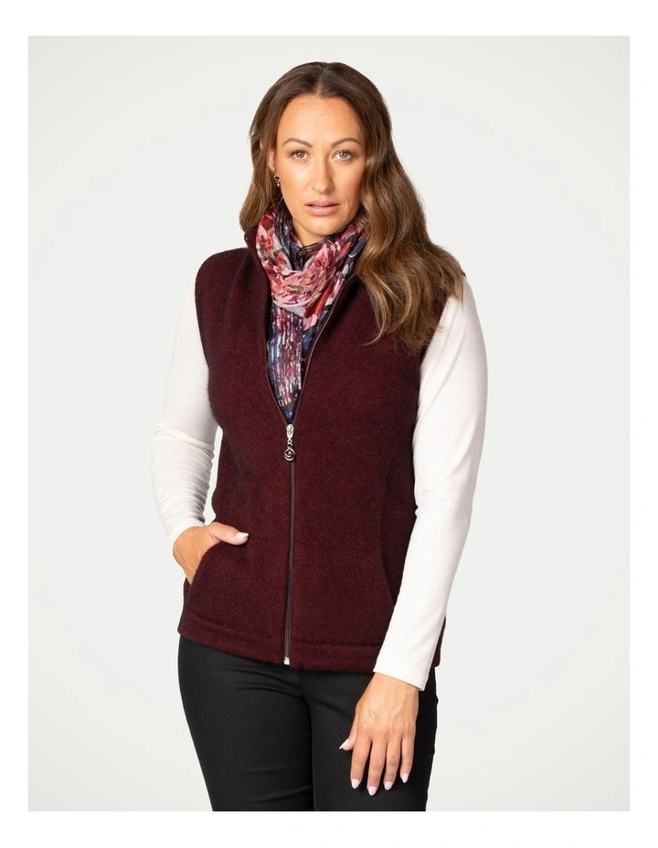 Possum Zip Through Vest in Red