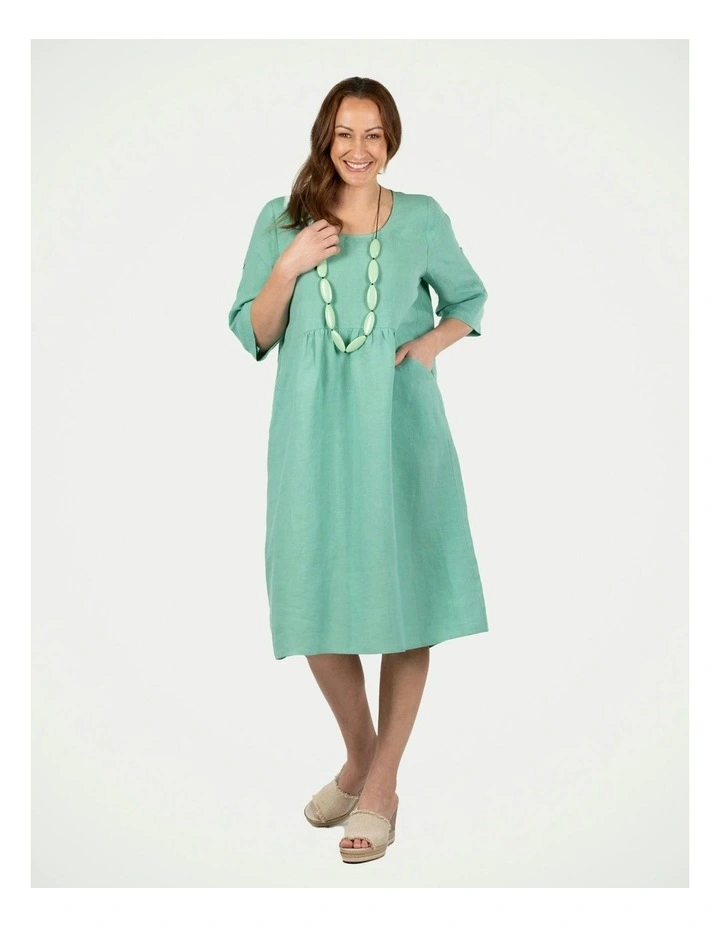 Tuscan 2 Pocket Linen Dress in Mint