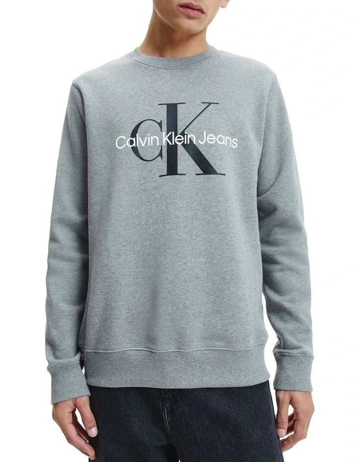 Core Monogram Crewneck in Mid Grey Heather