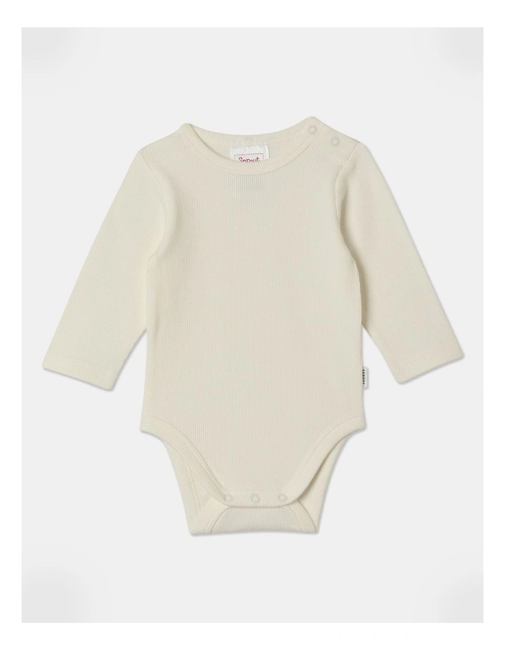 Essential Longsleeve Rib Bodysuit in Cream