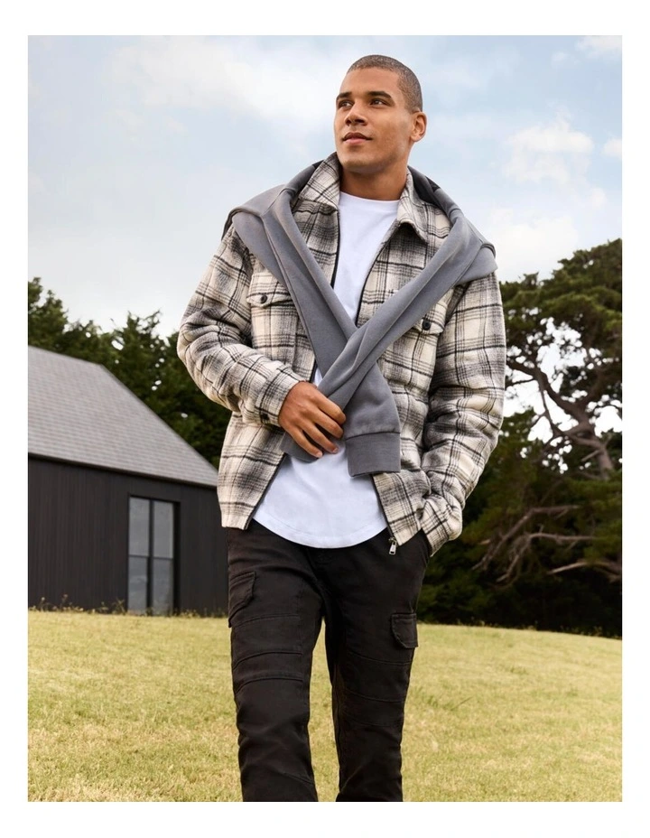 Lostland Heavy Layered Dual Curved Sweater in Pigment Charcoal