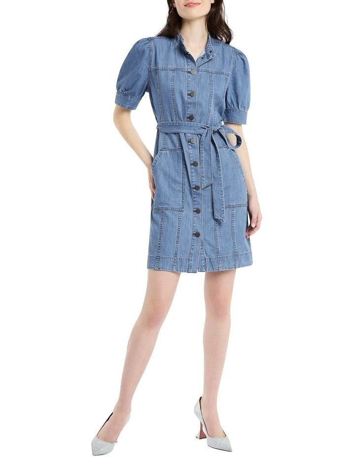 Never Jean Kissed Dress in Light Wash Blue