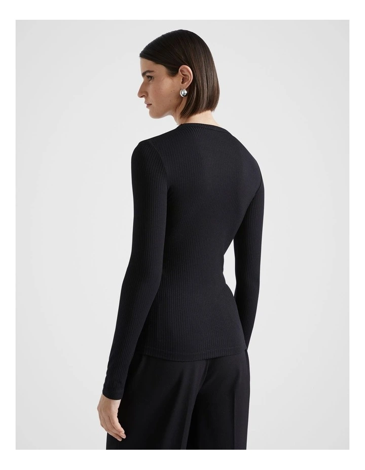 Core Rib Crew Top in Black