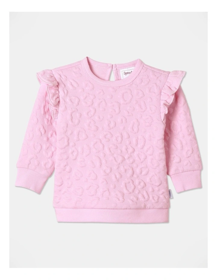 Frill Shoulder Sweat Top Light in Pink