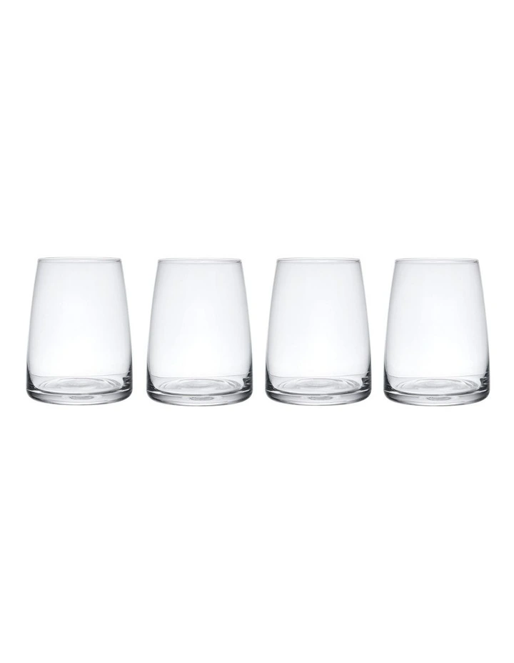 Palermo Stemless Glass 4 Piece Set in Clear/Black