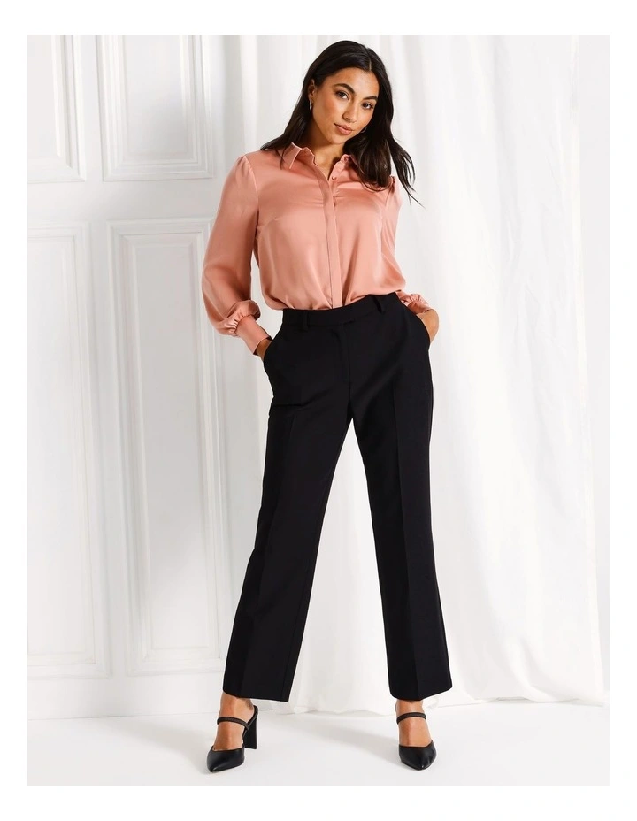 Recycled Blend Straight Leg Suit Pant in Black