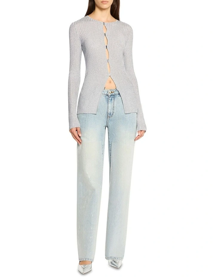 Shimmer Nights Cardigan in Silver