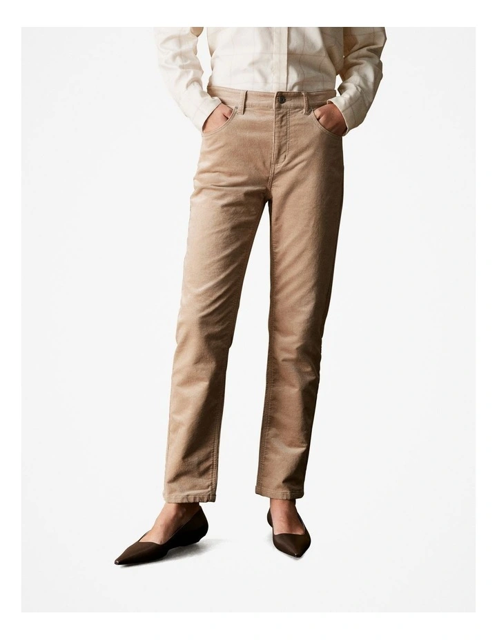 Corduroy Five Pocket Boyfriend Pant in Camel