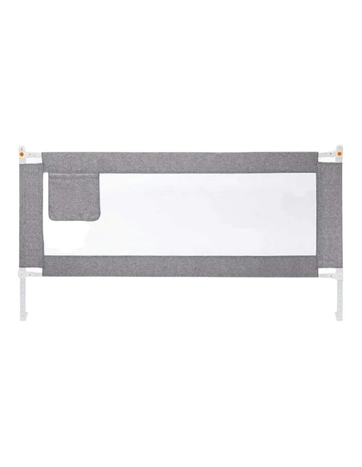 Folding Cot Safety Guard Rail Height Adjustable Bed 150x90cm in Grey