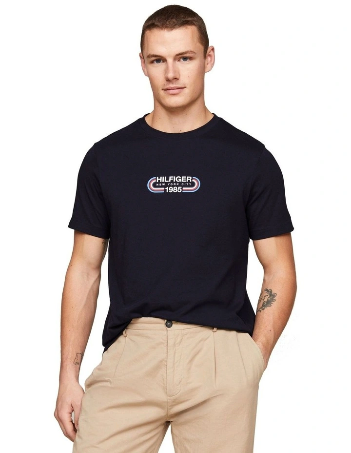 Track Graphic Tee in Navy