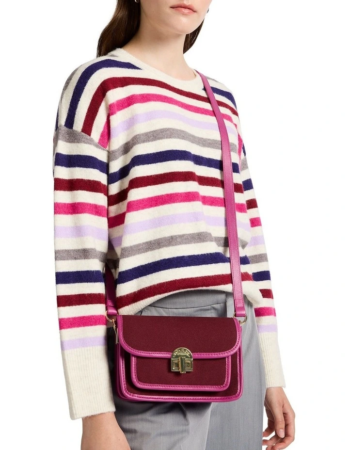 Roxanne Leather Trim Cb Bag in Merlot/Magenta
