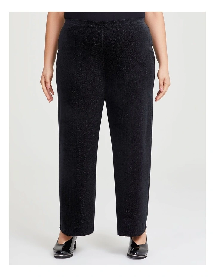Lurex Stripe Velour Pants in Black