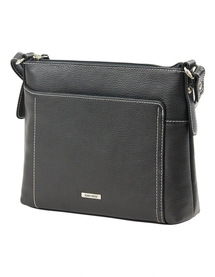 Tracks Black Zip Top Crossbody Bag In Black