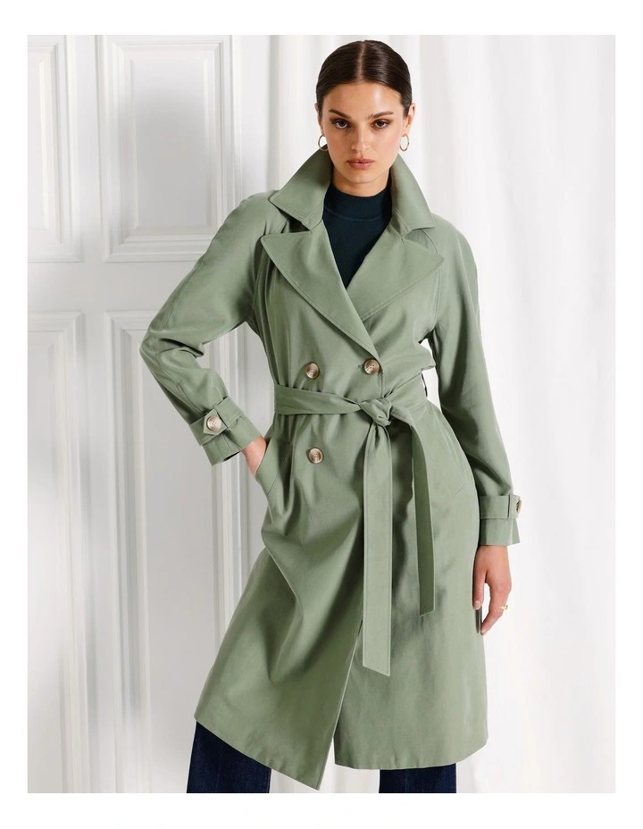 Soft Trench Coat in Khaki