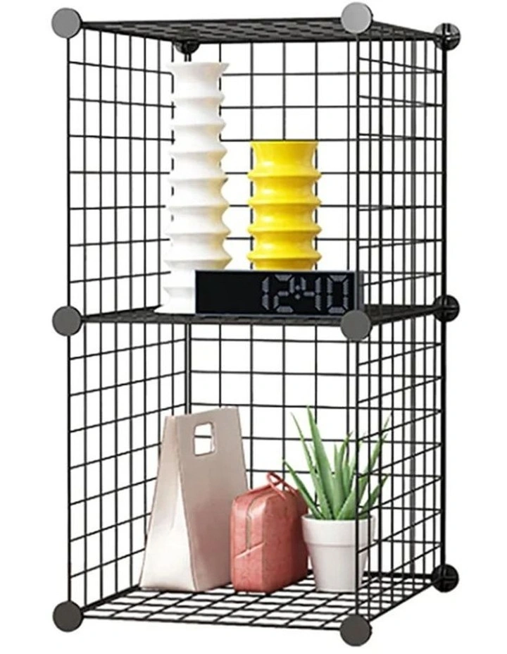 Modular Grid Portable 2 Tier Cube Storage in Black