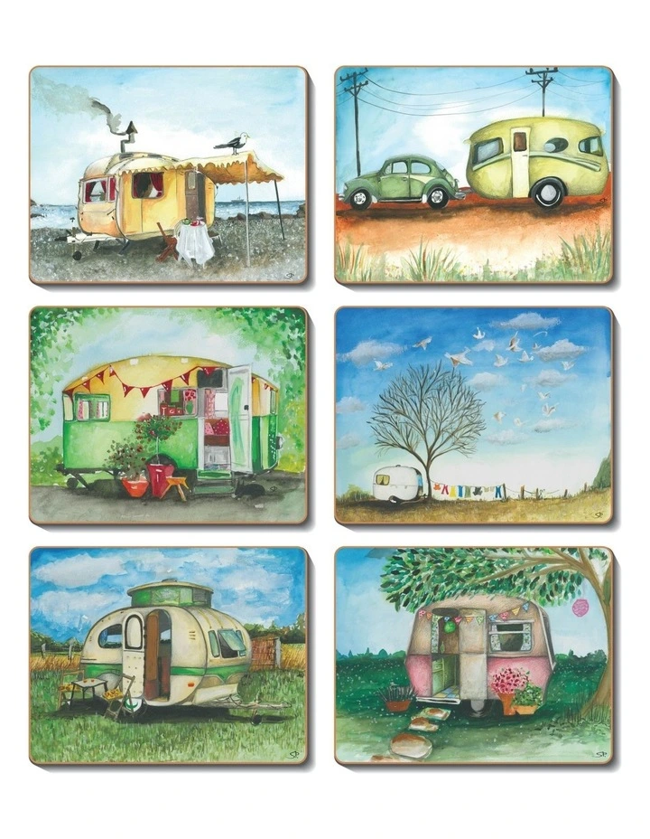 Vintage Caravan Set of 6 Coasters