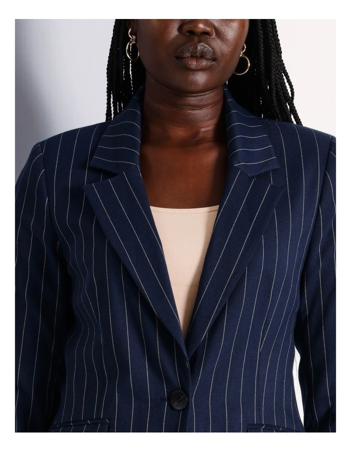 Pinstripe Tailored Jacket in Navy