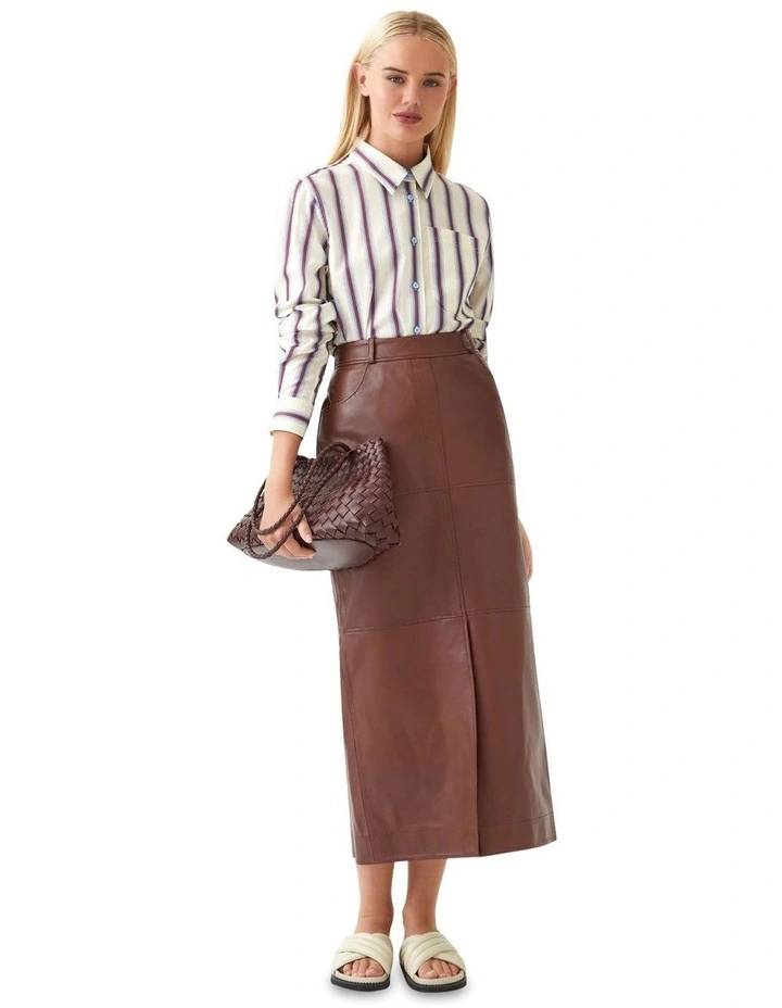 Ariel Cotton Striped Shirt in Red/Blue Stripe