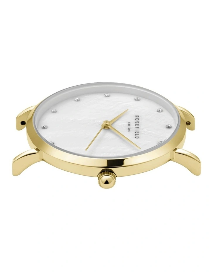 Upper East Side Mother Of Pearl Dial And Crystal Indices Gold Bracelet Watch