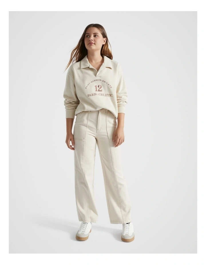 Paris Athletic Sweat Top in Stone