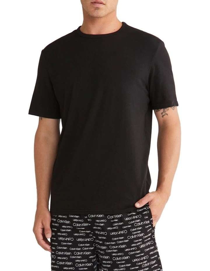 Cotton Stretch Sleep Tee in Black