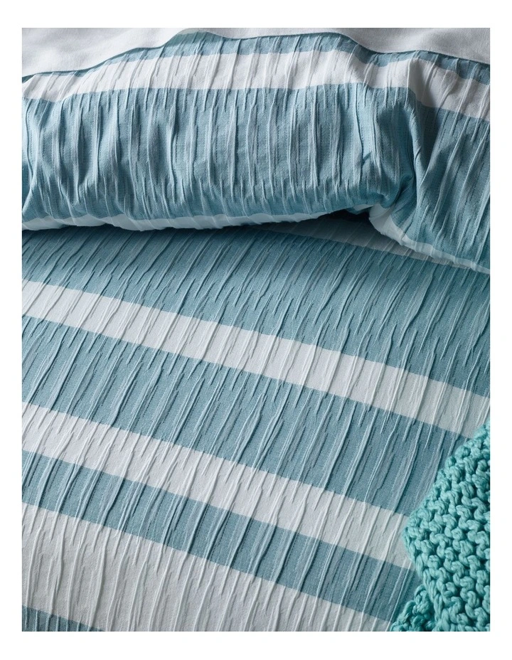 Iluka Yarn Dyed Stripe Quilt Cover Set in Ocean
