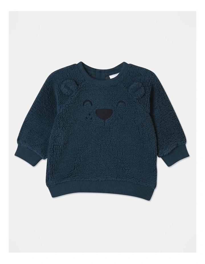 Essential Sherpa Sweat Top in Navy