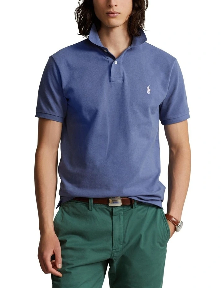 Custom Slim Fit Mesh Polo Shirt in Navy