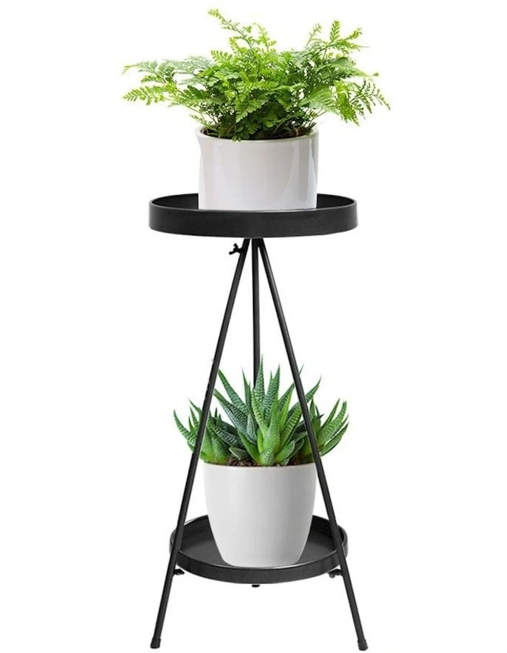 2 Tiers Outdoor Indoor Plant Stand in Black