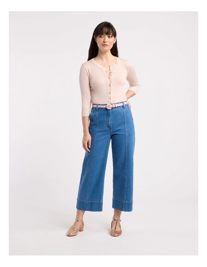 Chessie Shimmer 3/4 Sleeve Cardi in Blush
