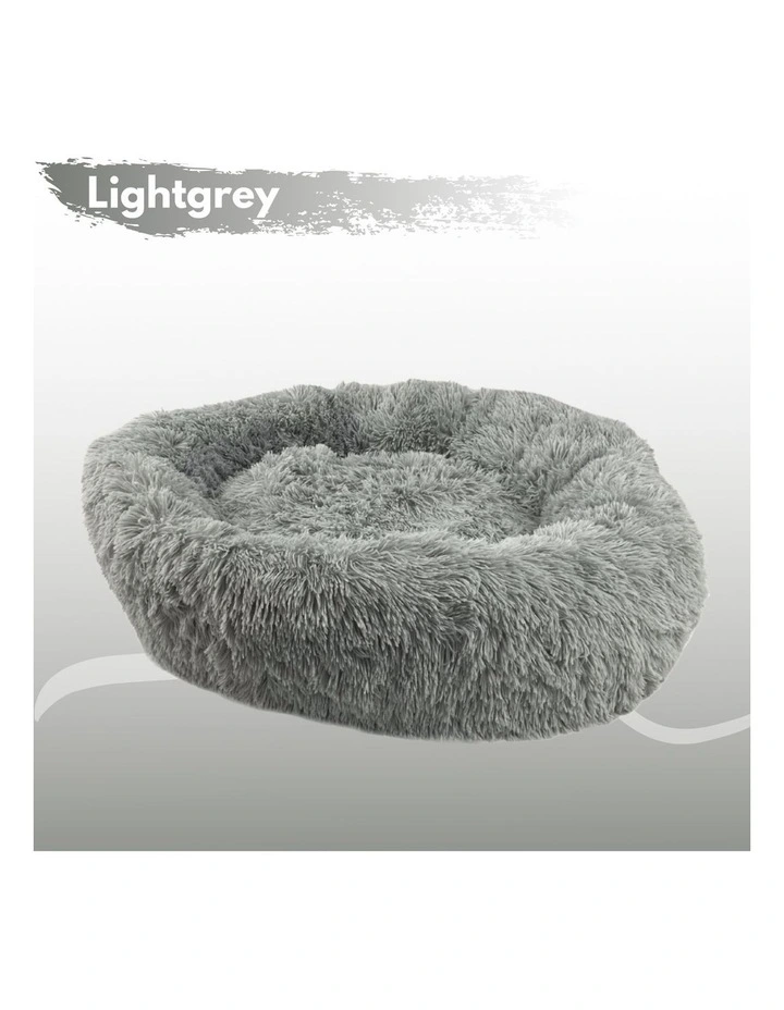 XL 100cm Round Pet Bed in Light Grey
