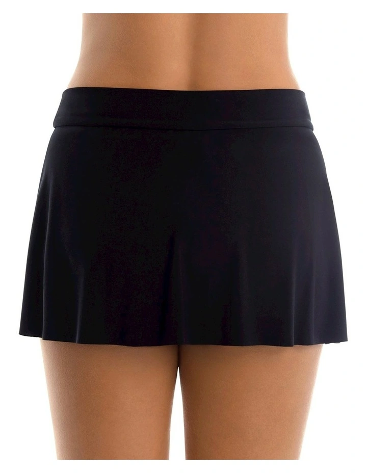 Tennis Style Skirted Tummy Control Bikini Bottom in Black