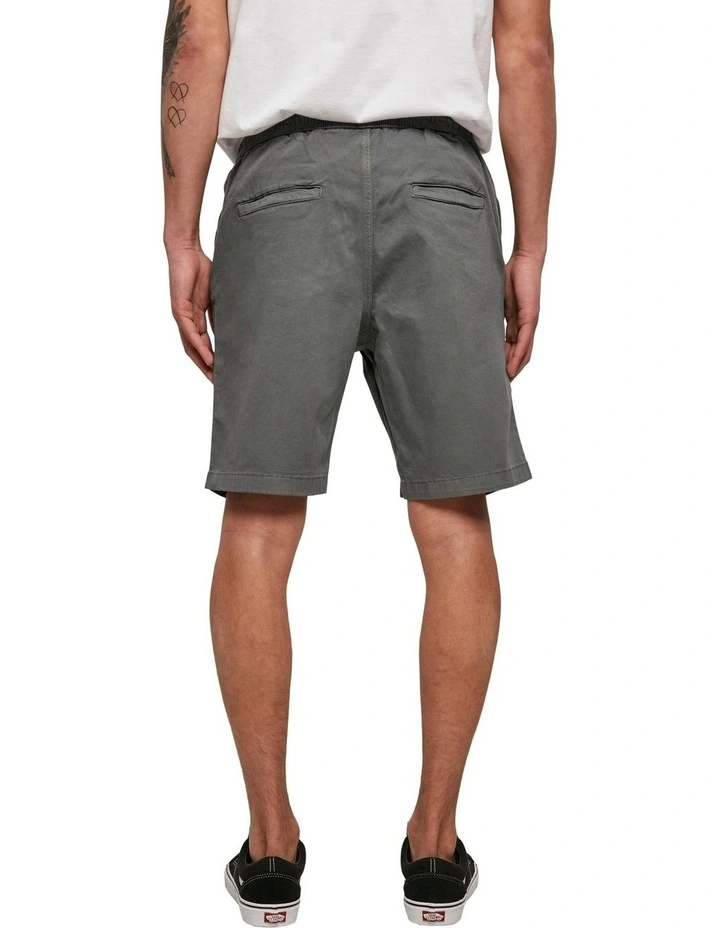 Stretch Twill Jog Shorts in Light Asphalt