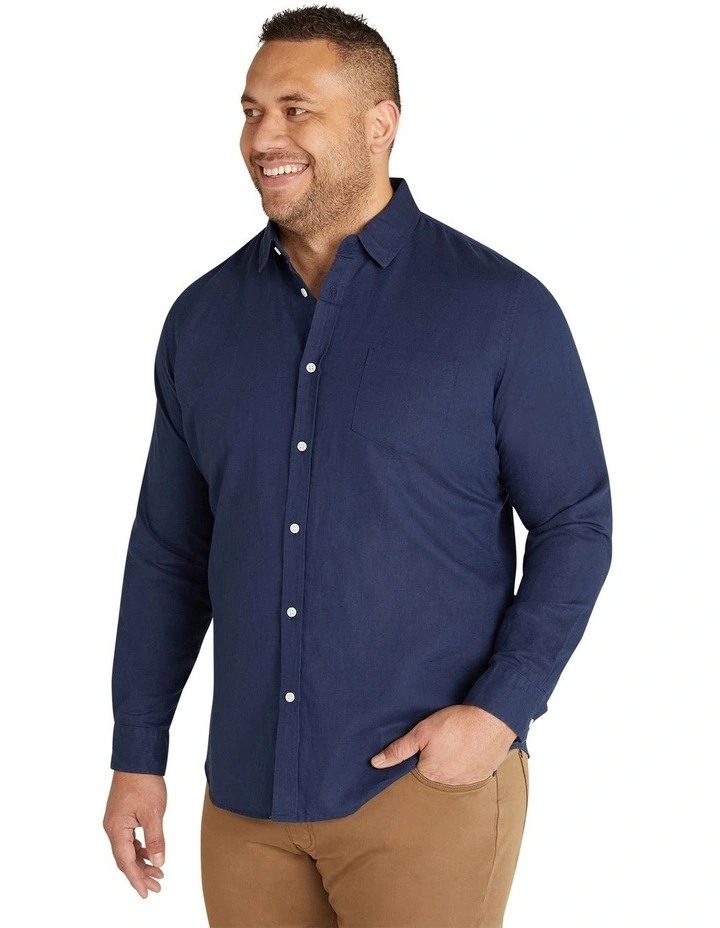 Anders Linen Shirt in Navy