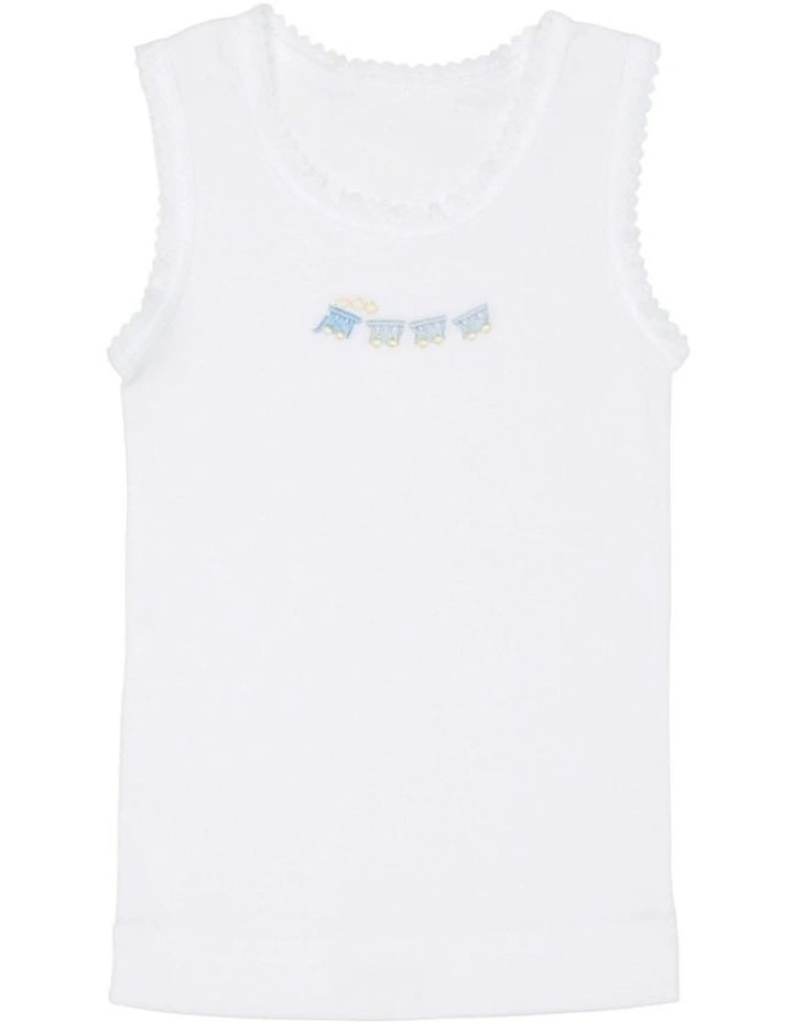 Embroidered Singlet 3 Pack in Blue